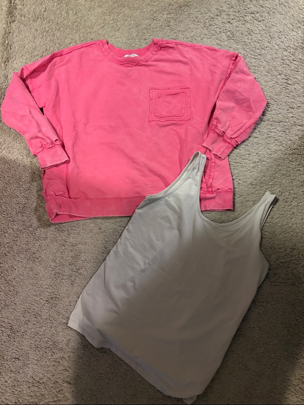 Zenana Outfitters Hot Pink Pullover Sweatshirt with Chest Pocket